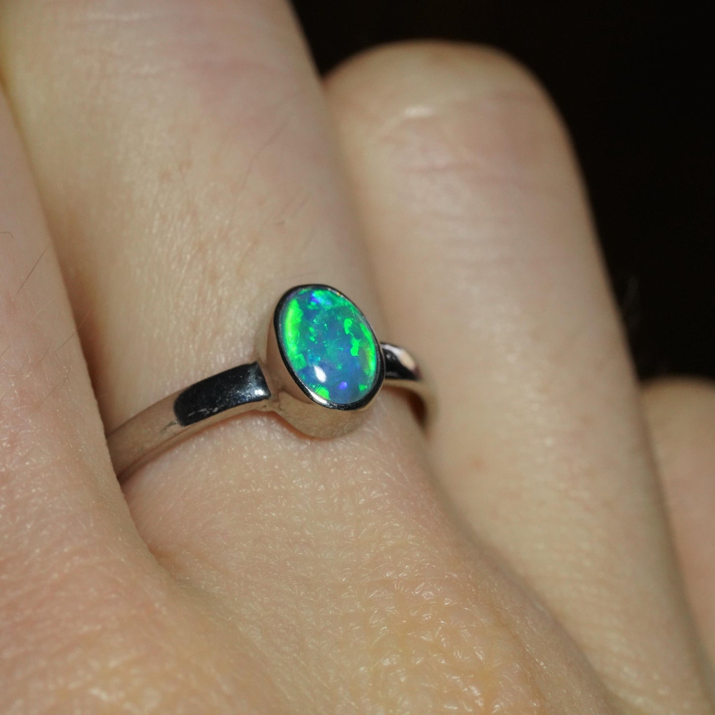 Australian Opal Ring | Sterling Silver | Size 6