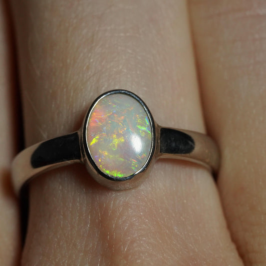 Australian Opal Ring | Sterling Silver | Size 6