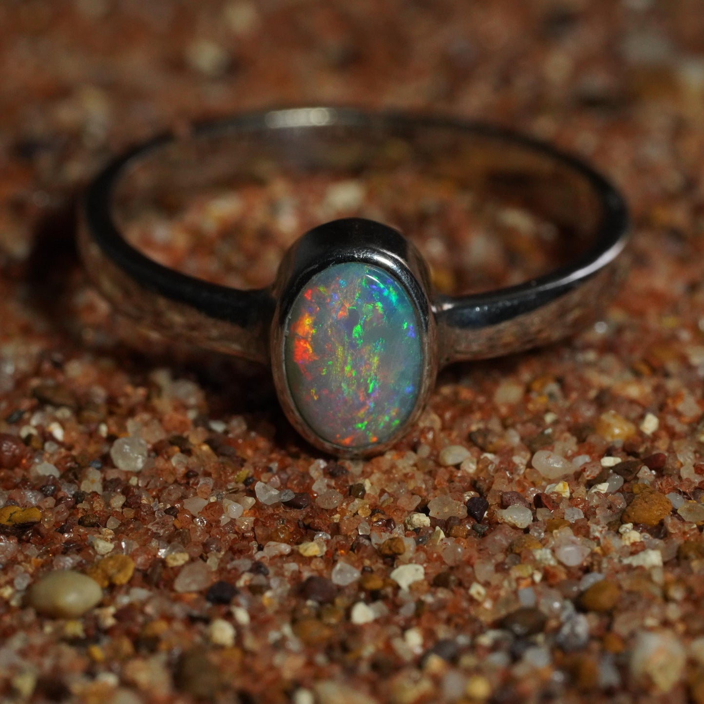 Australian Opal Ring | Sterling Silver | Size 6