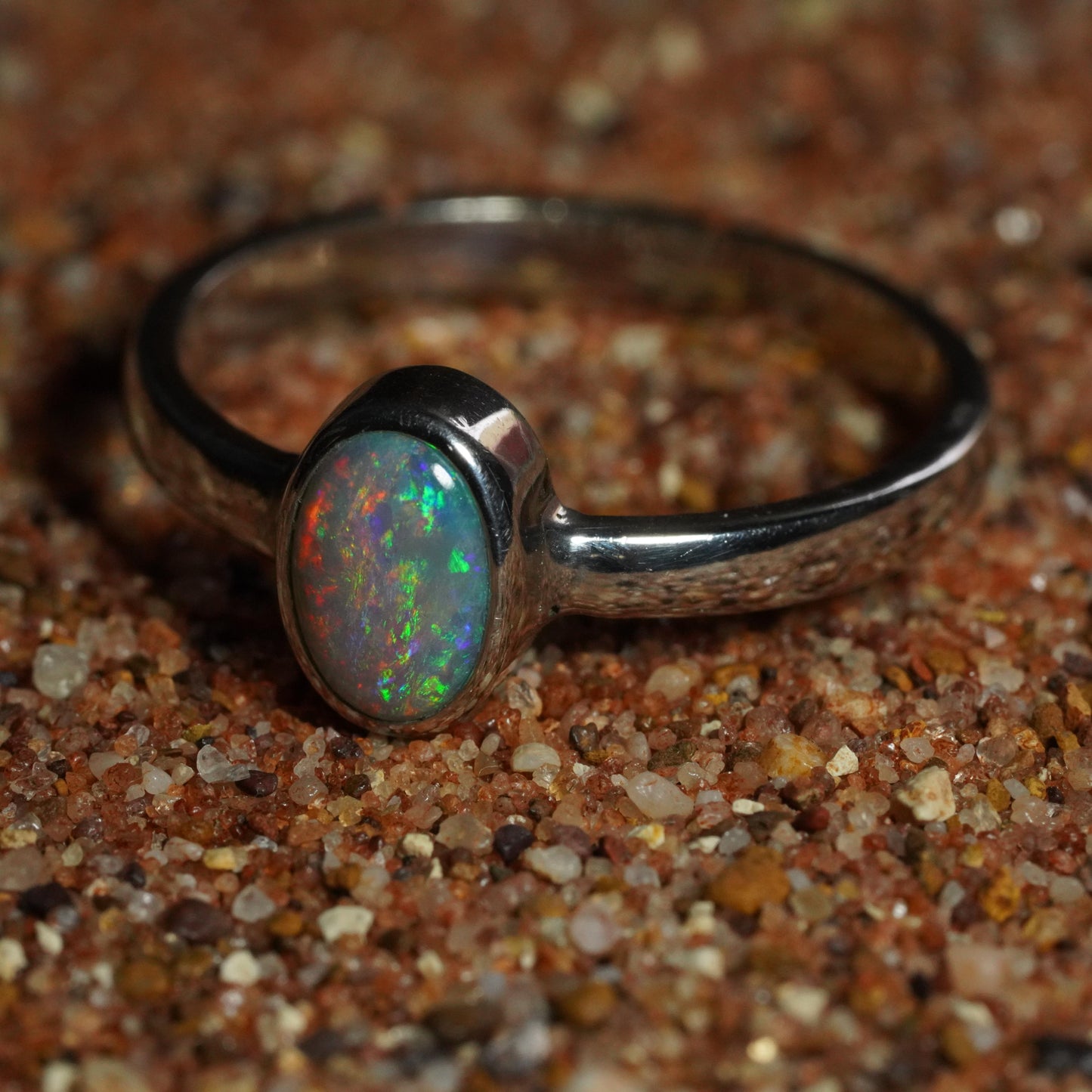 Australian Opal Ring | Sterling Silver | Size 6