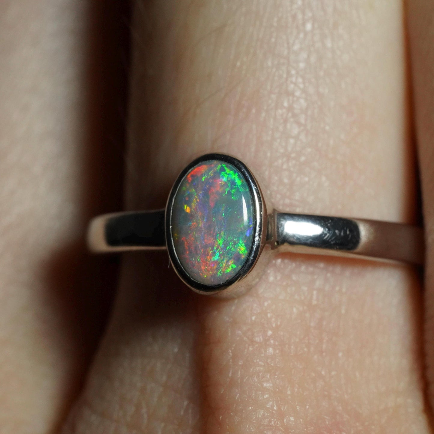 Australian Opal Ring | Sterling Silver | Size 6
