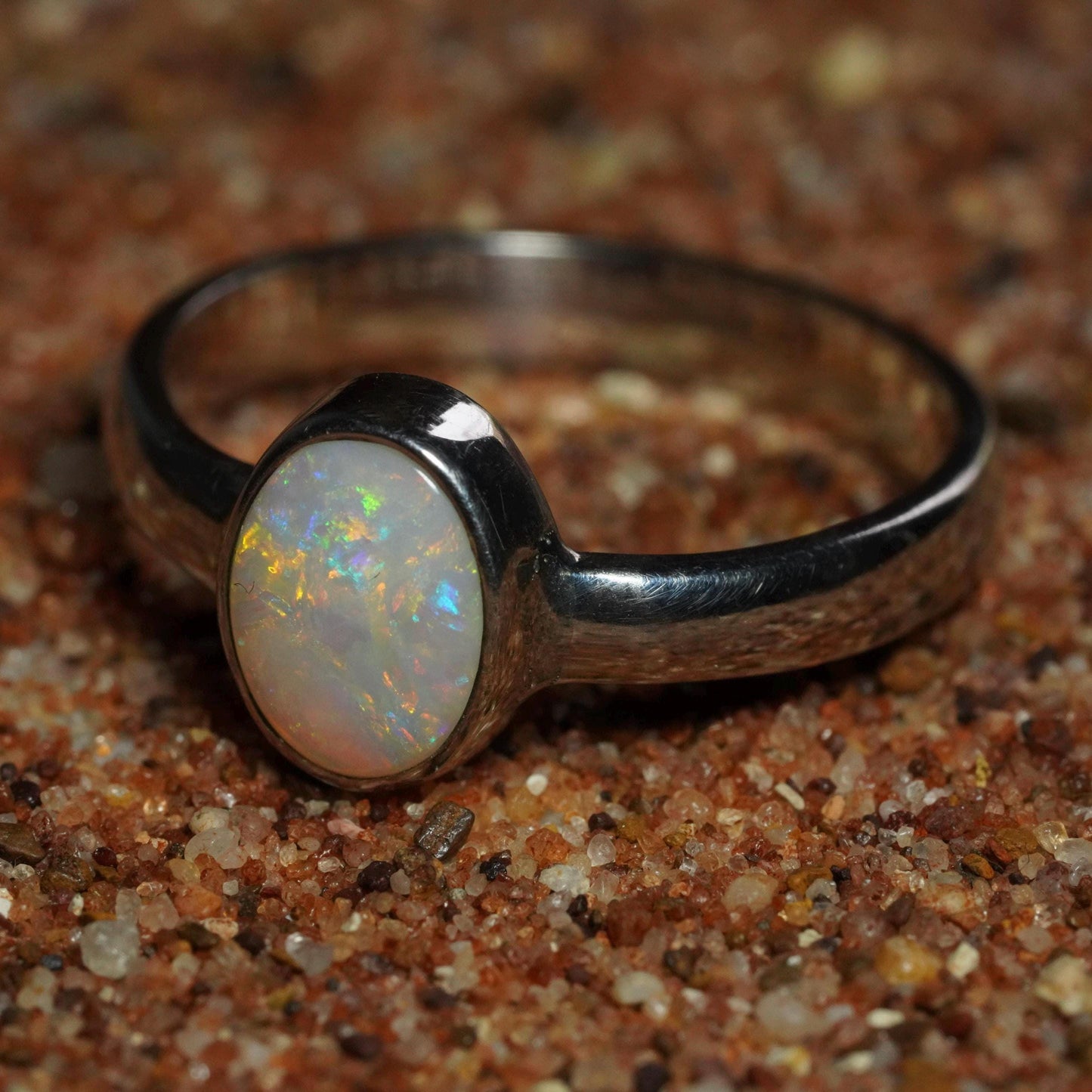 Australian Opal Ring | Sterling Silver | Size 6