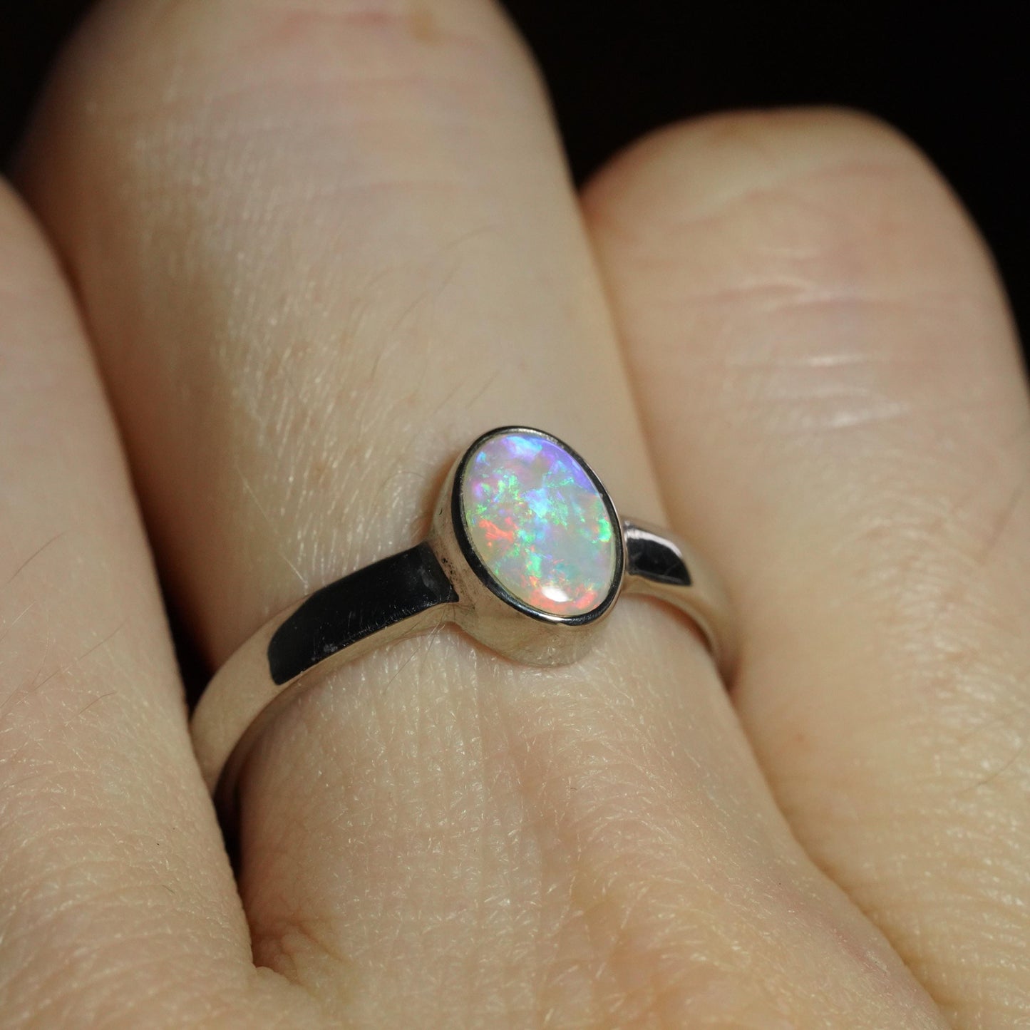 Australian Opal Ring | Sterling Silver | Size 6