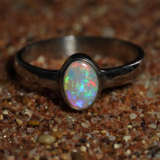 Australian Opal Ring | Sterling Silver | Size 6