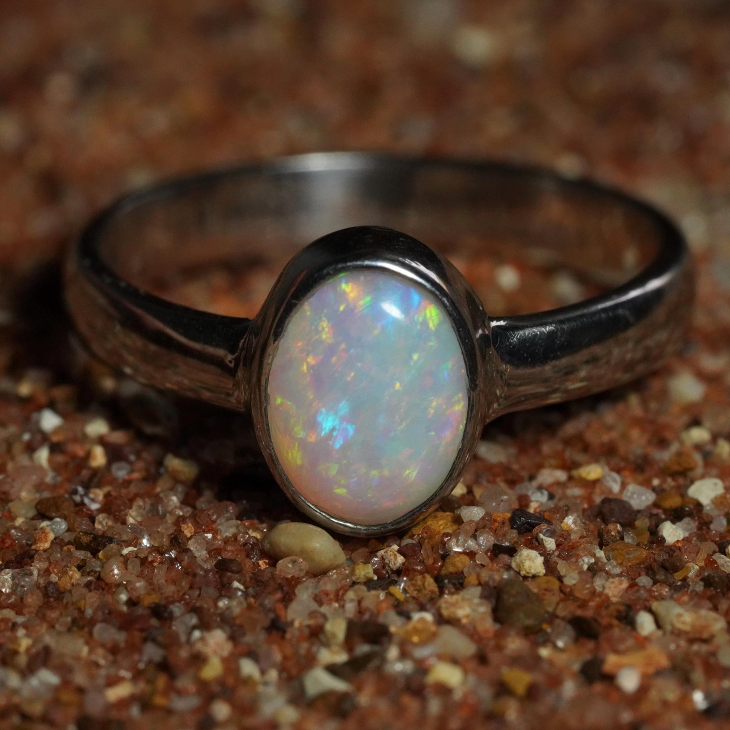 Australian Opal Ring | Sterling Silver | Size 6
