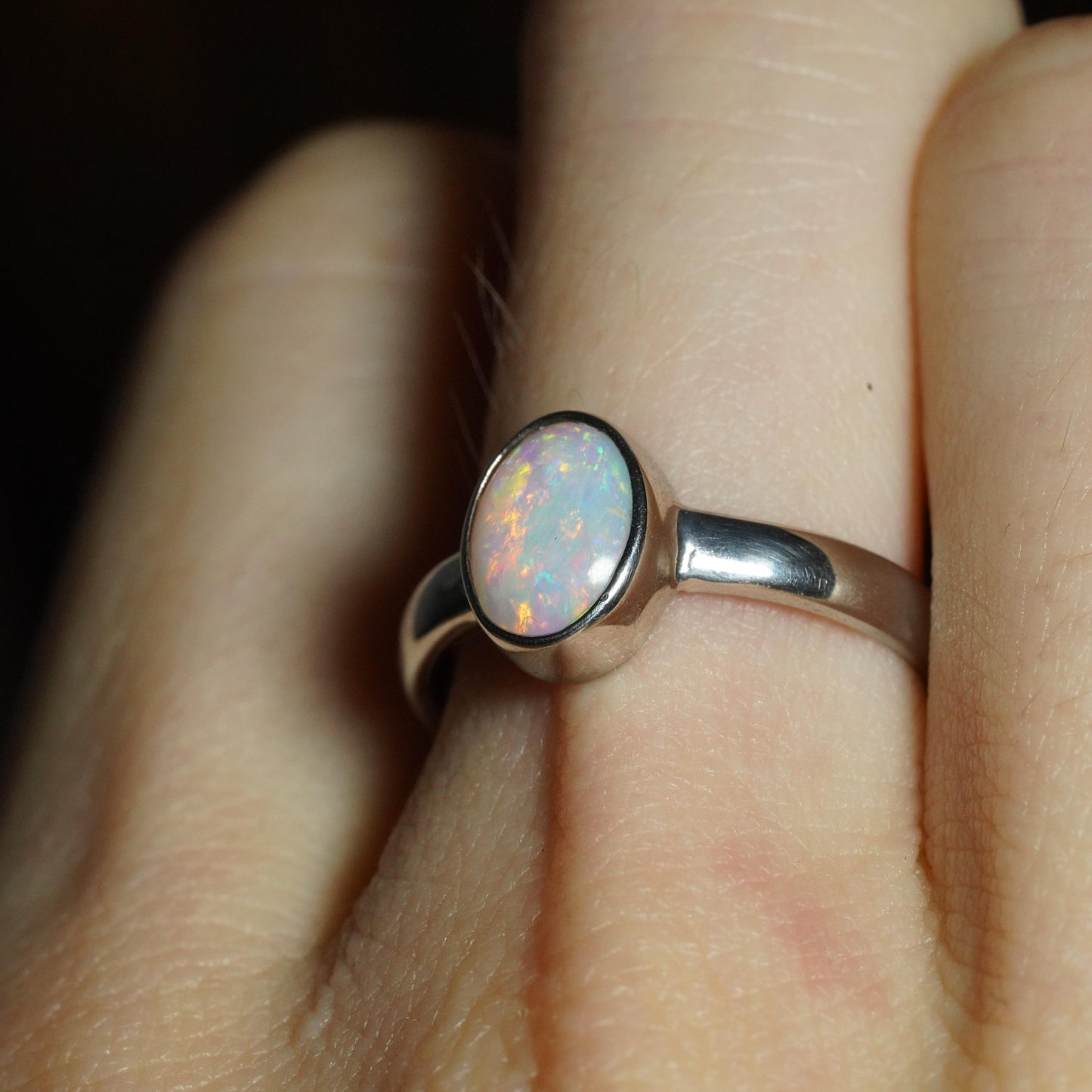 Australian Opal Ring | Sterling Silver | Size 6