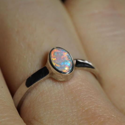 Australian Opal Ring | Sterling Silver | Size 6