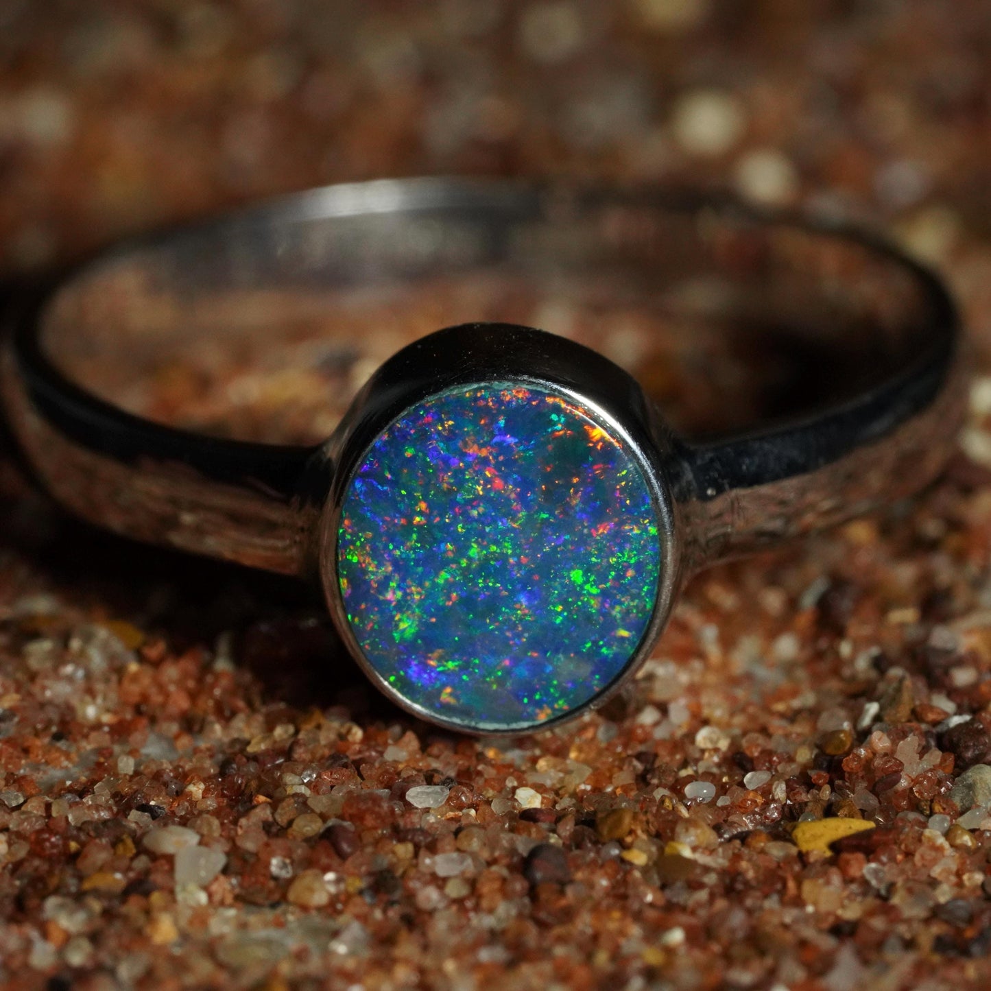 Australian Opal Ring | Sterling Silver | Size 9