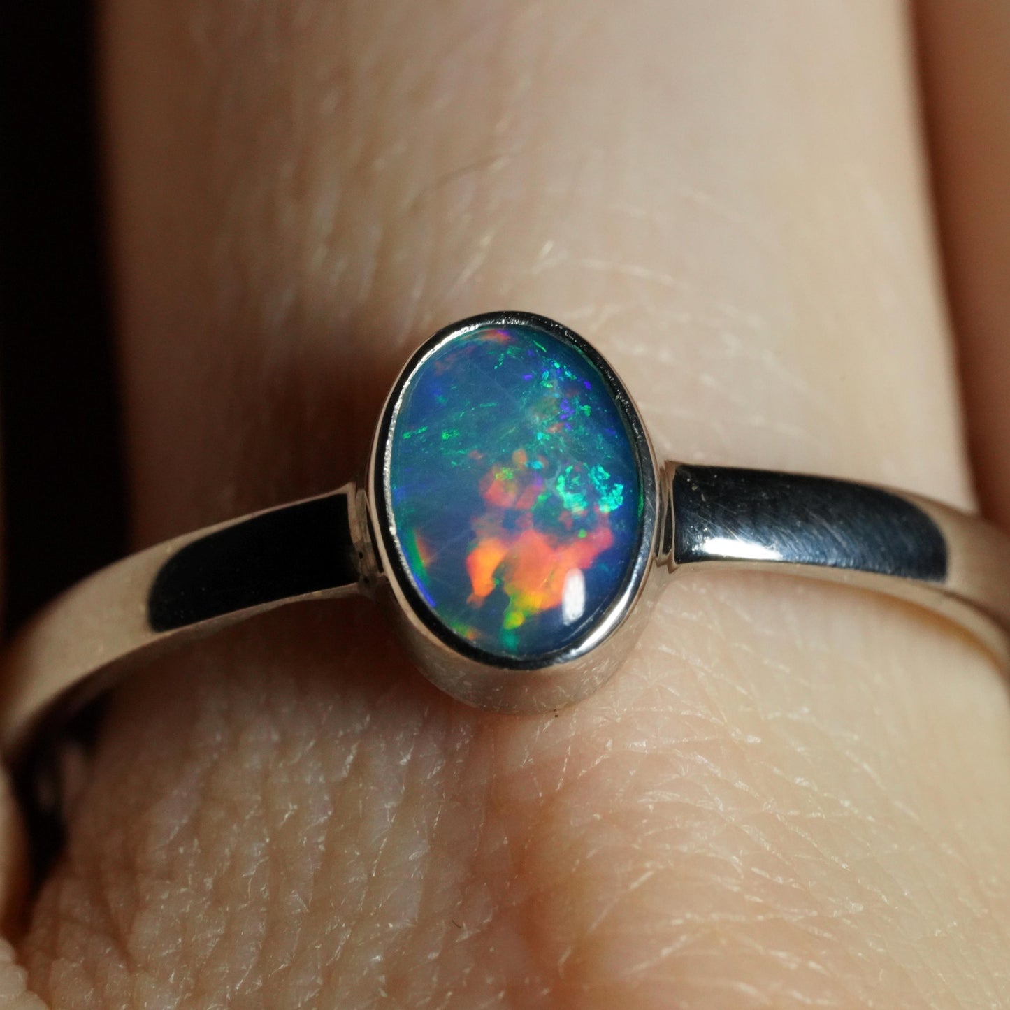 Australian Opal Ring | Sterling Silver | Size 9
