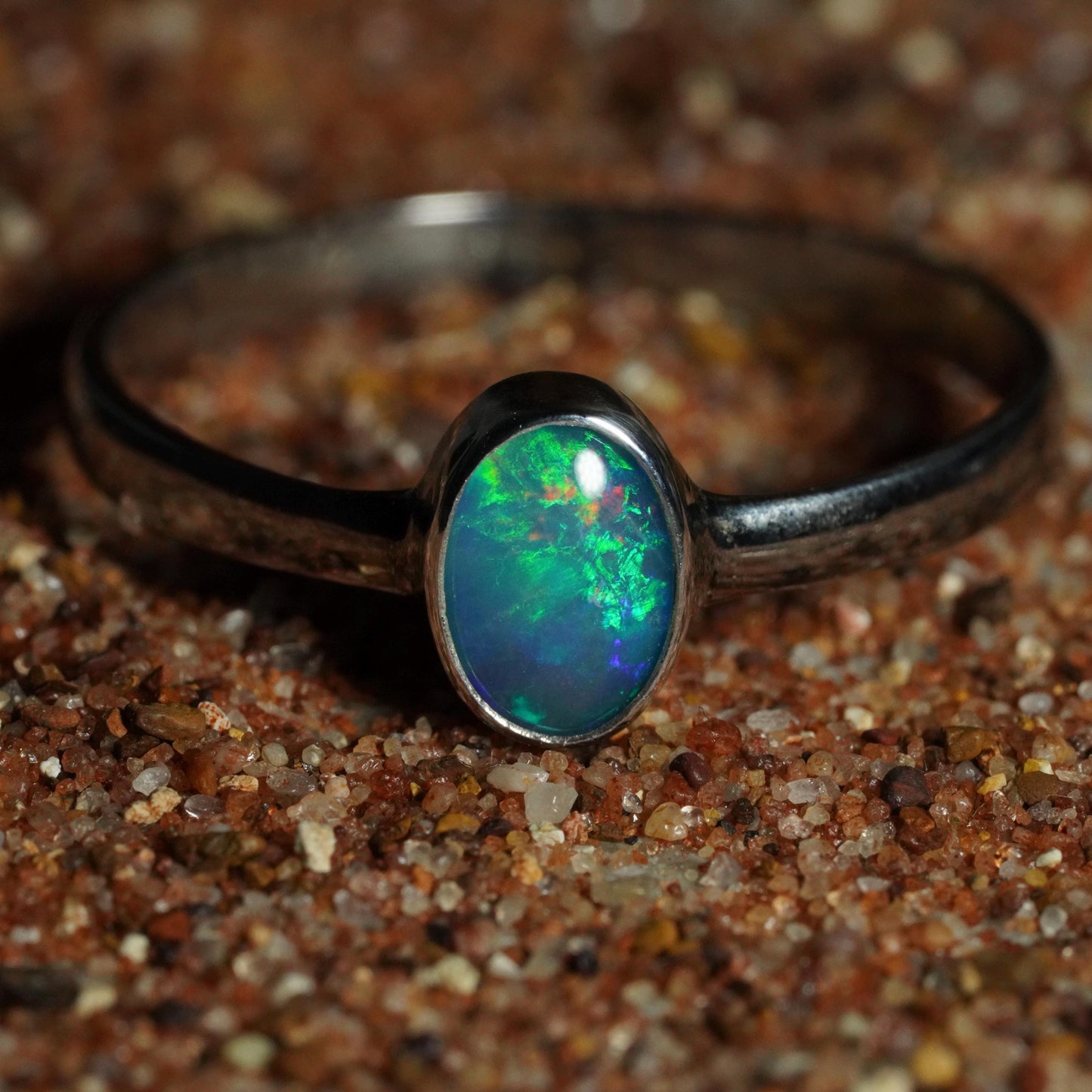Australian Opal Ring | Sterling Silver | Size 9