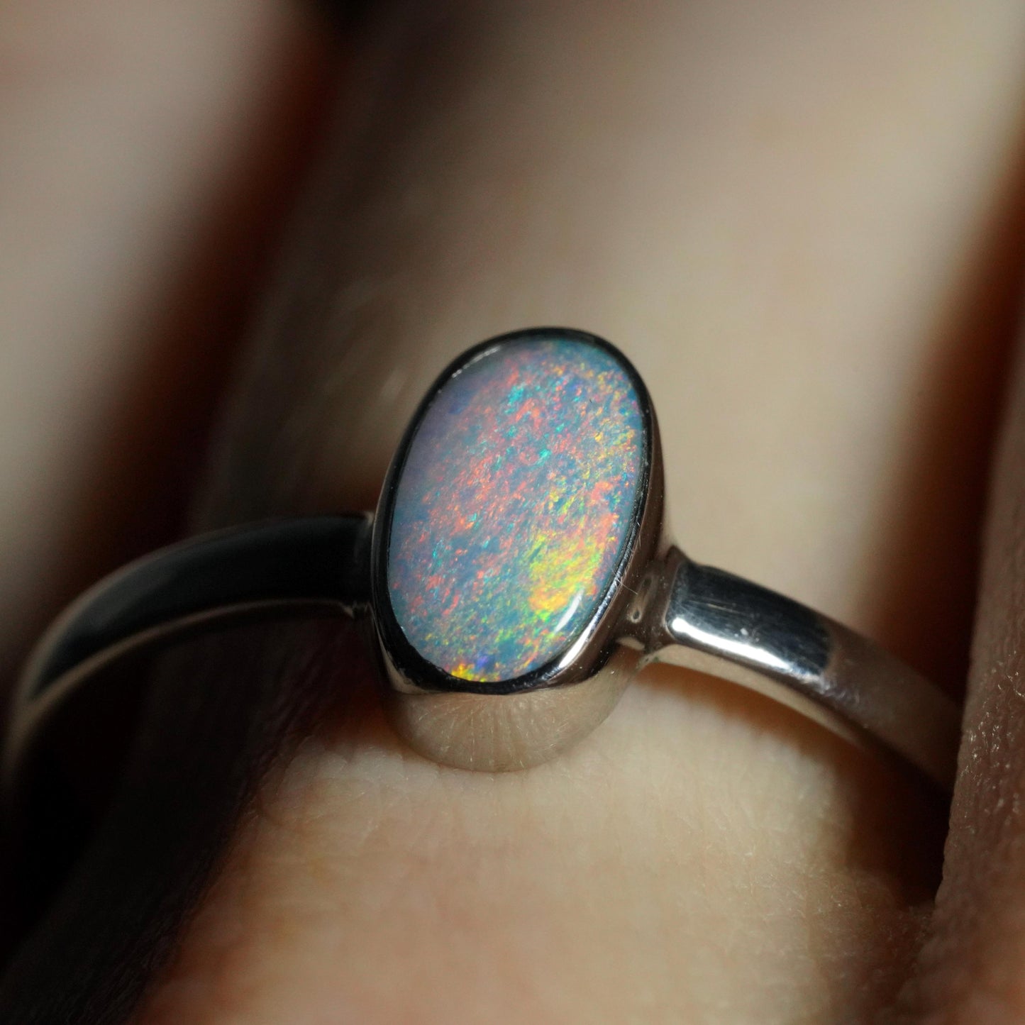 Australian Opal Ring | Sterling Silver | Size 9