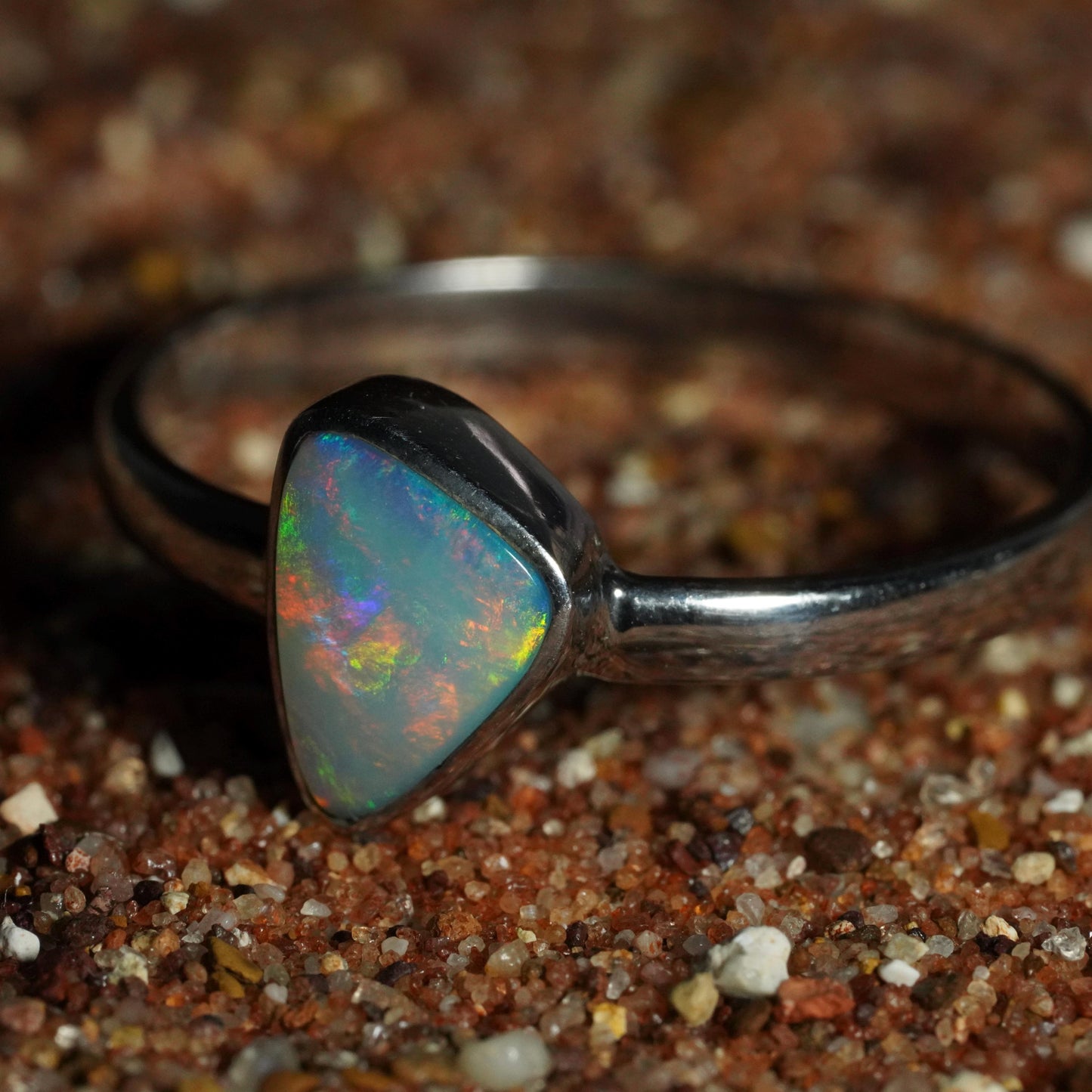 Australian Opal Ring | Sterling Silver | Size 9