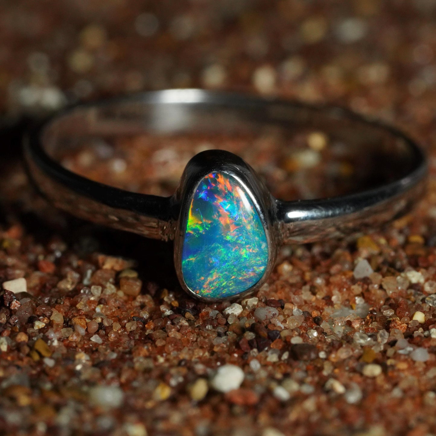Australian Opal Ring | Sterling Silver | Size 9