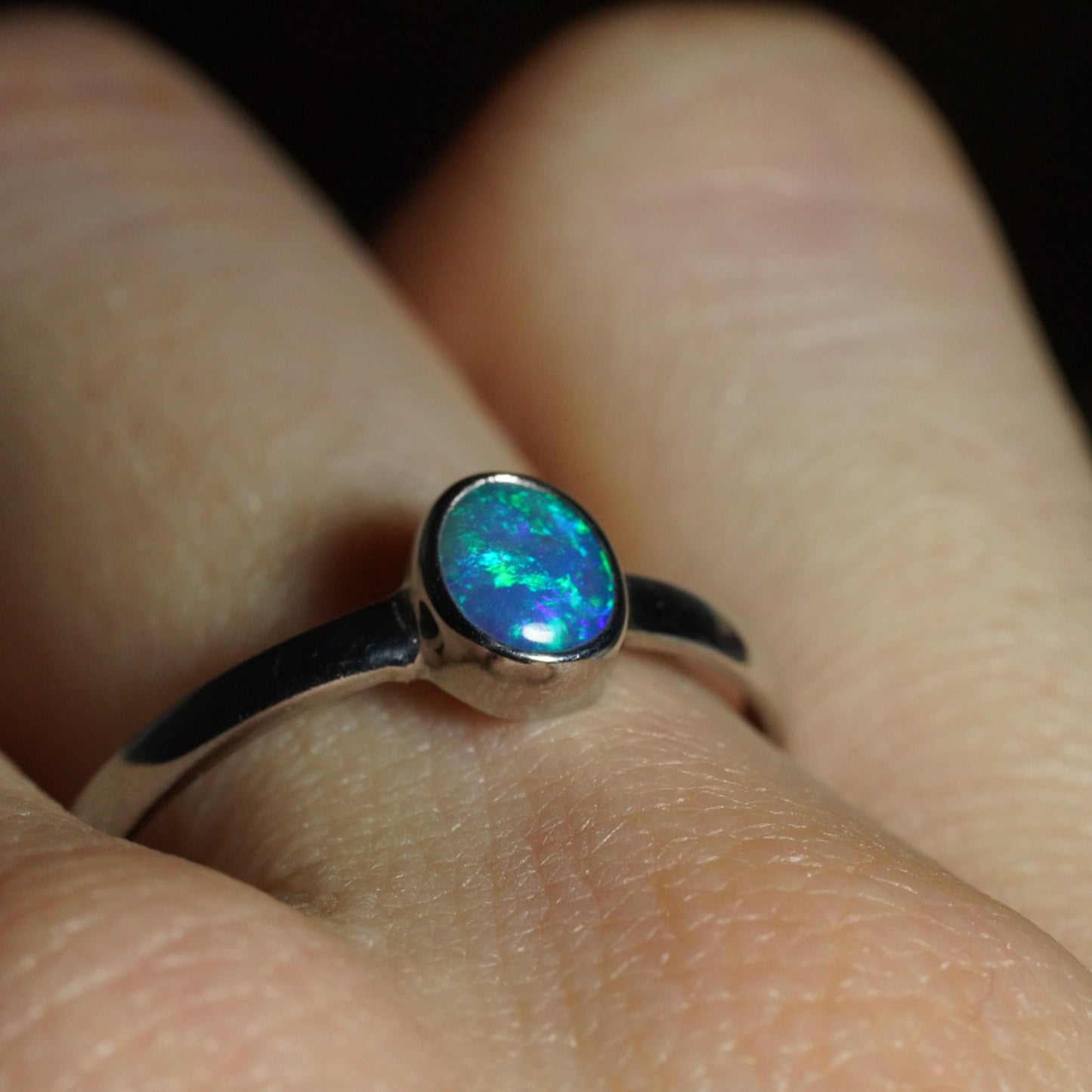 Australian Opal Ring | Sterling Silver | Size 9