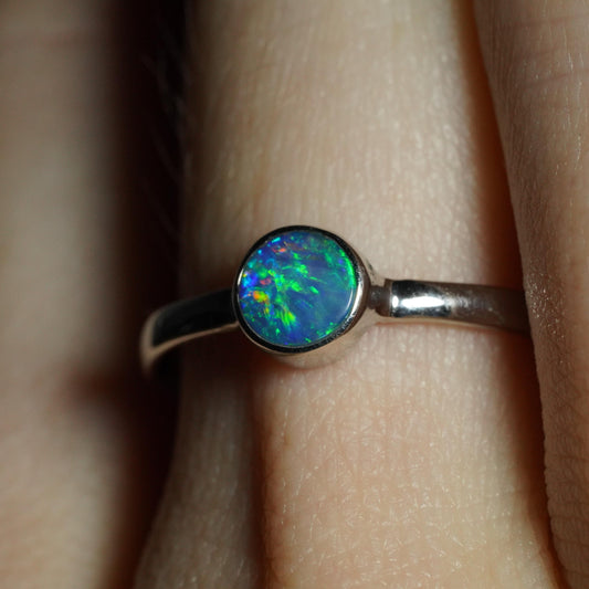 Australian Opal Ring | Sterling Silver | Size 6