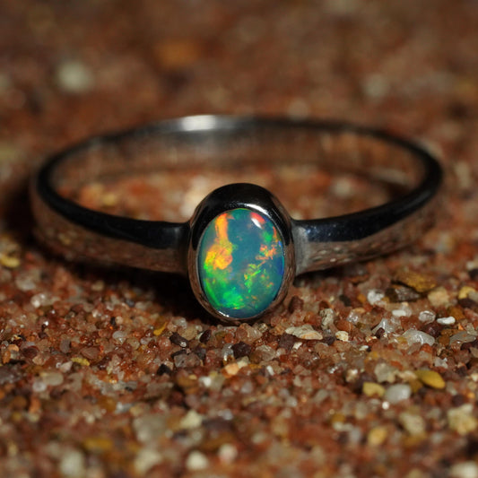 Australian Opal Ring | Sterling Silver | Size 6