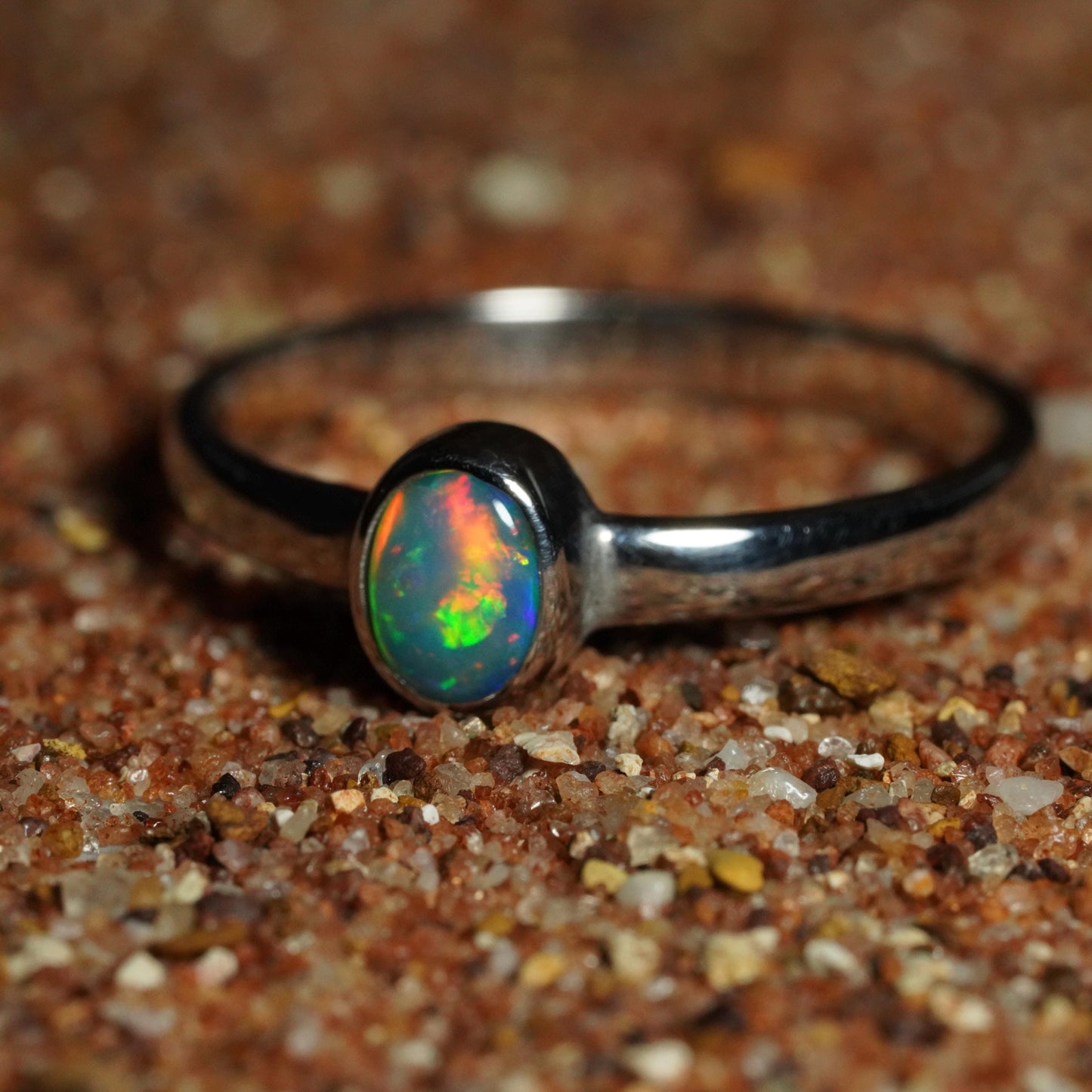 Australian Opal Doublet Ring | Sterling Silver | Size 6