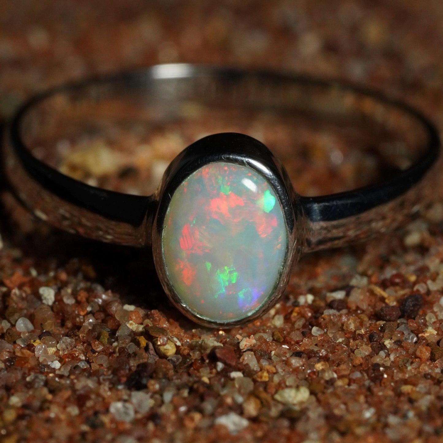 Australian Opal Ring | Sterling Silver | Size 9