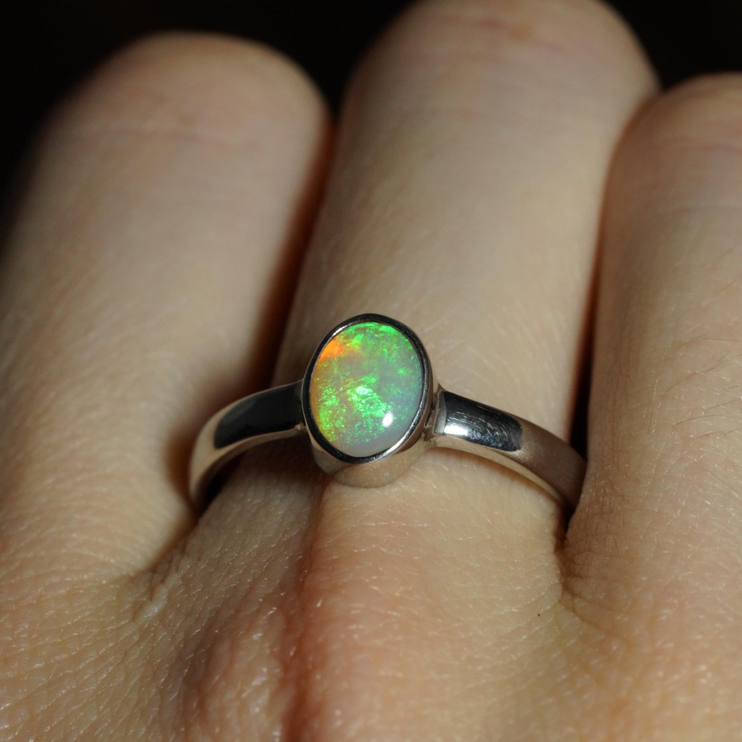 Australian Opal Ring | Sterling Silver | Size 9
