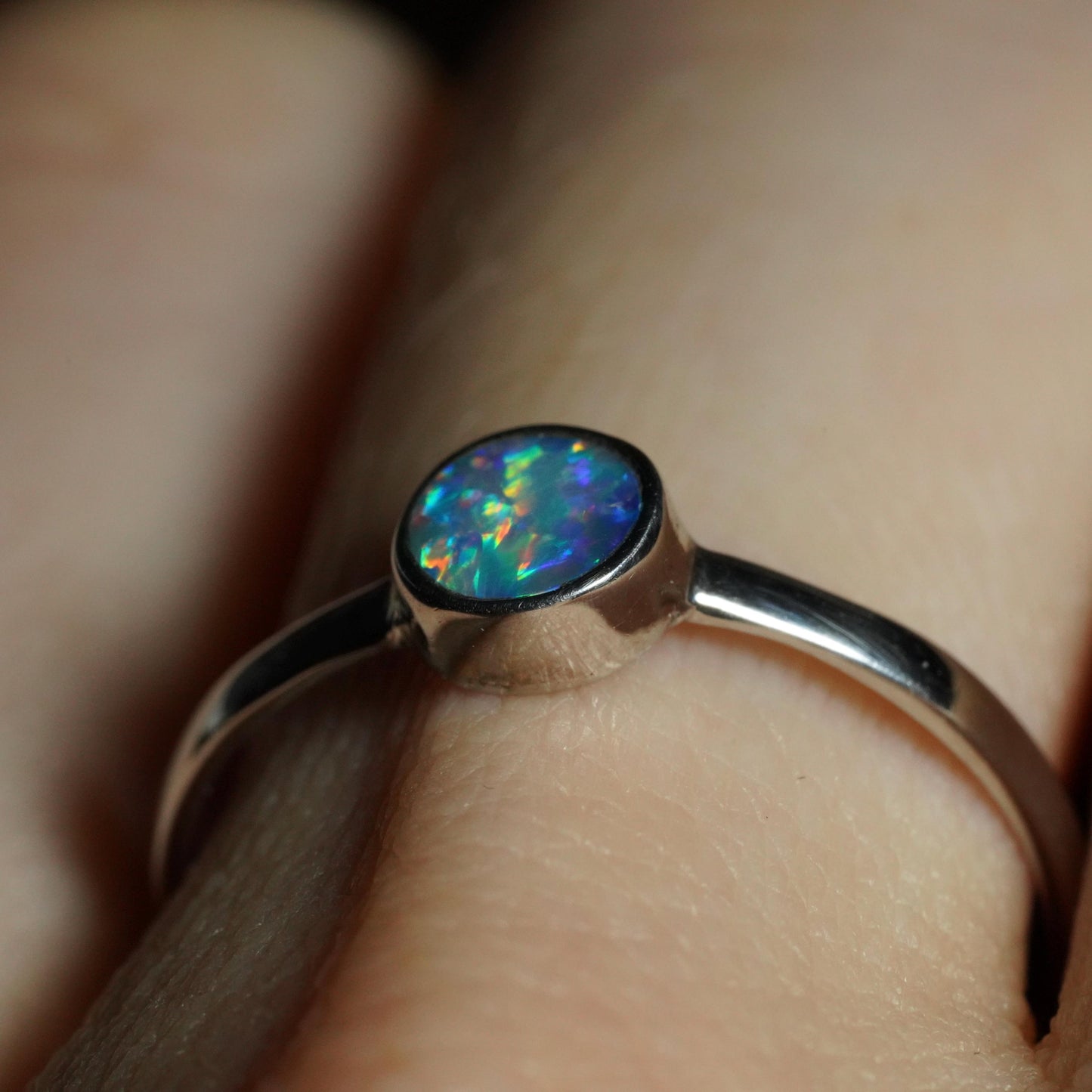 Australian Opal Doublet Ring | Sterling Silver | Size 7
