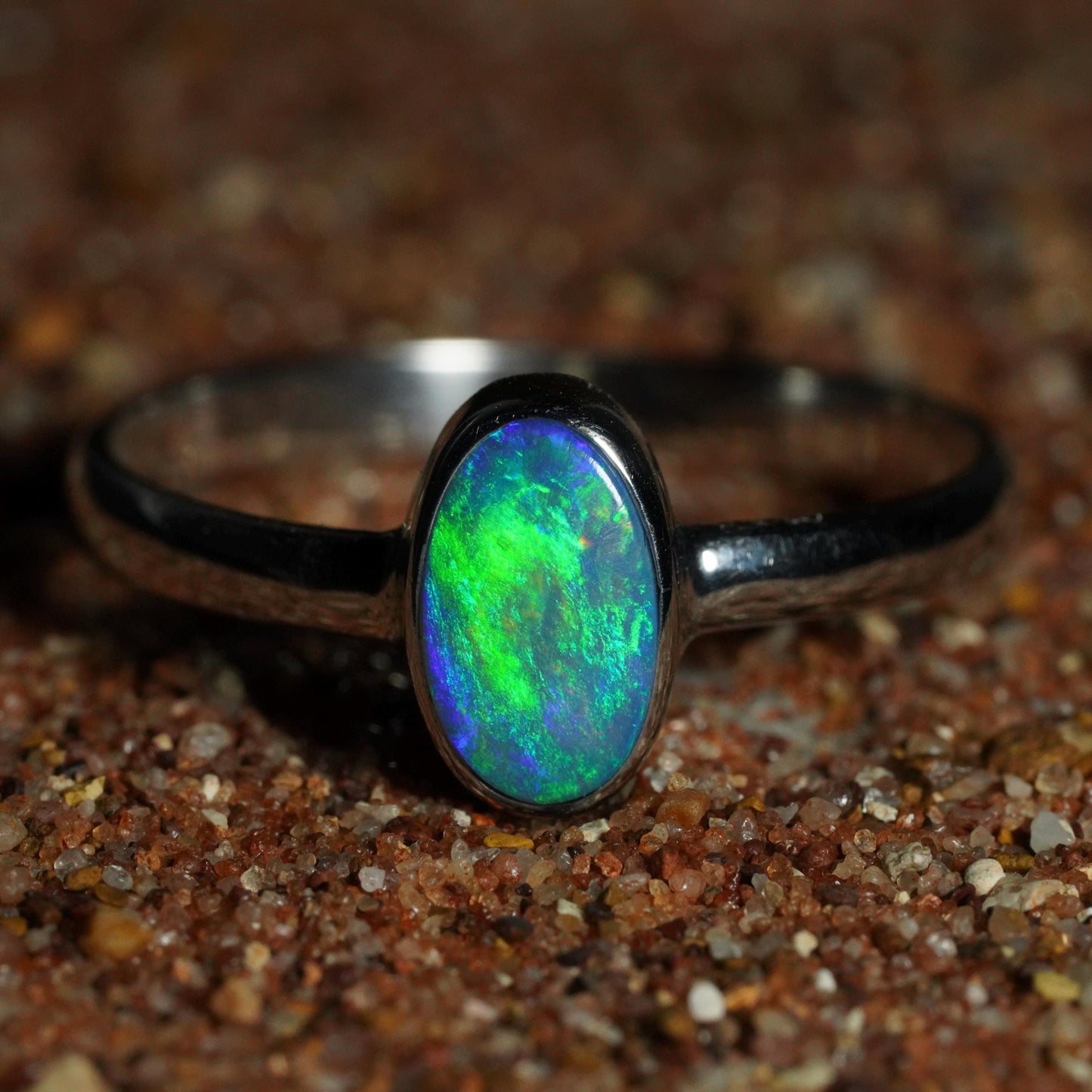 Australian Opal Ring | Sterling Silver | Size 8