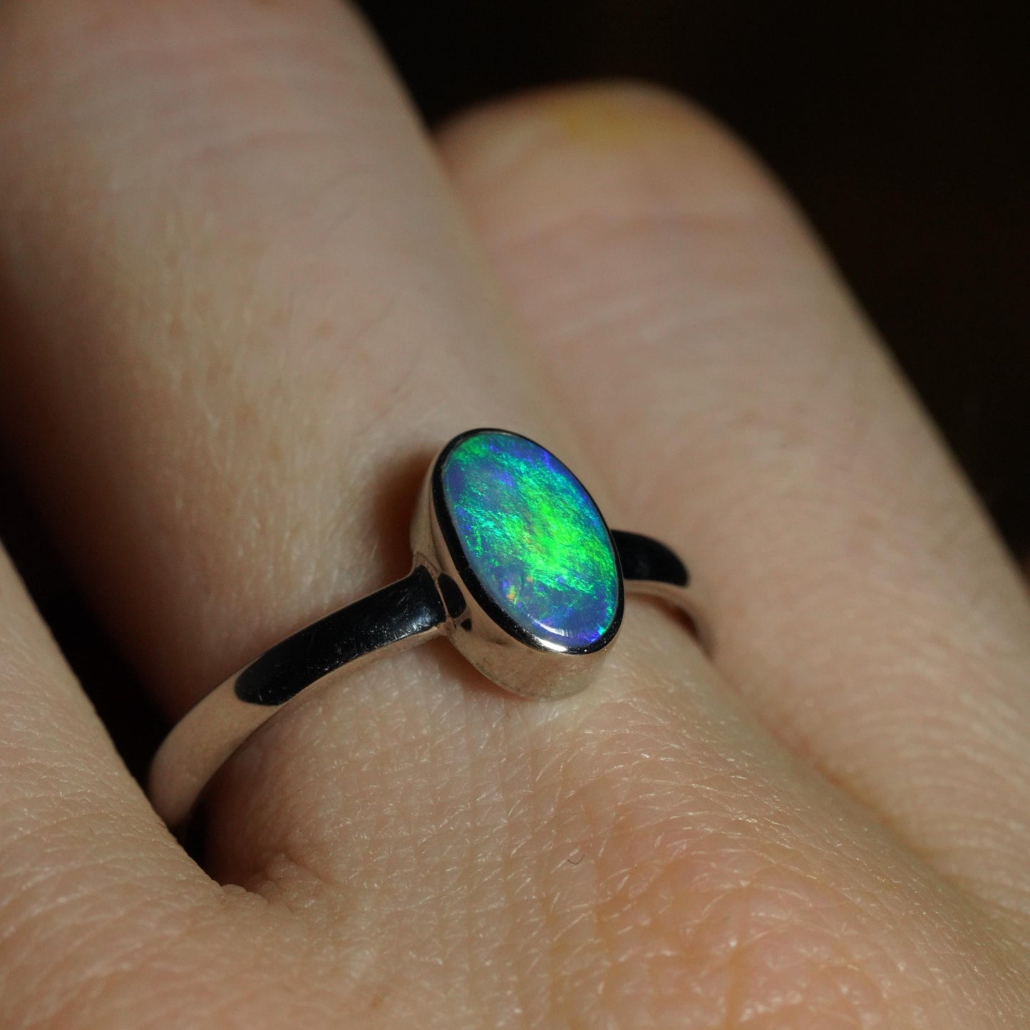 Australian Opal Ring | Sterling Silver | Size 8