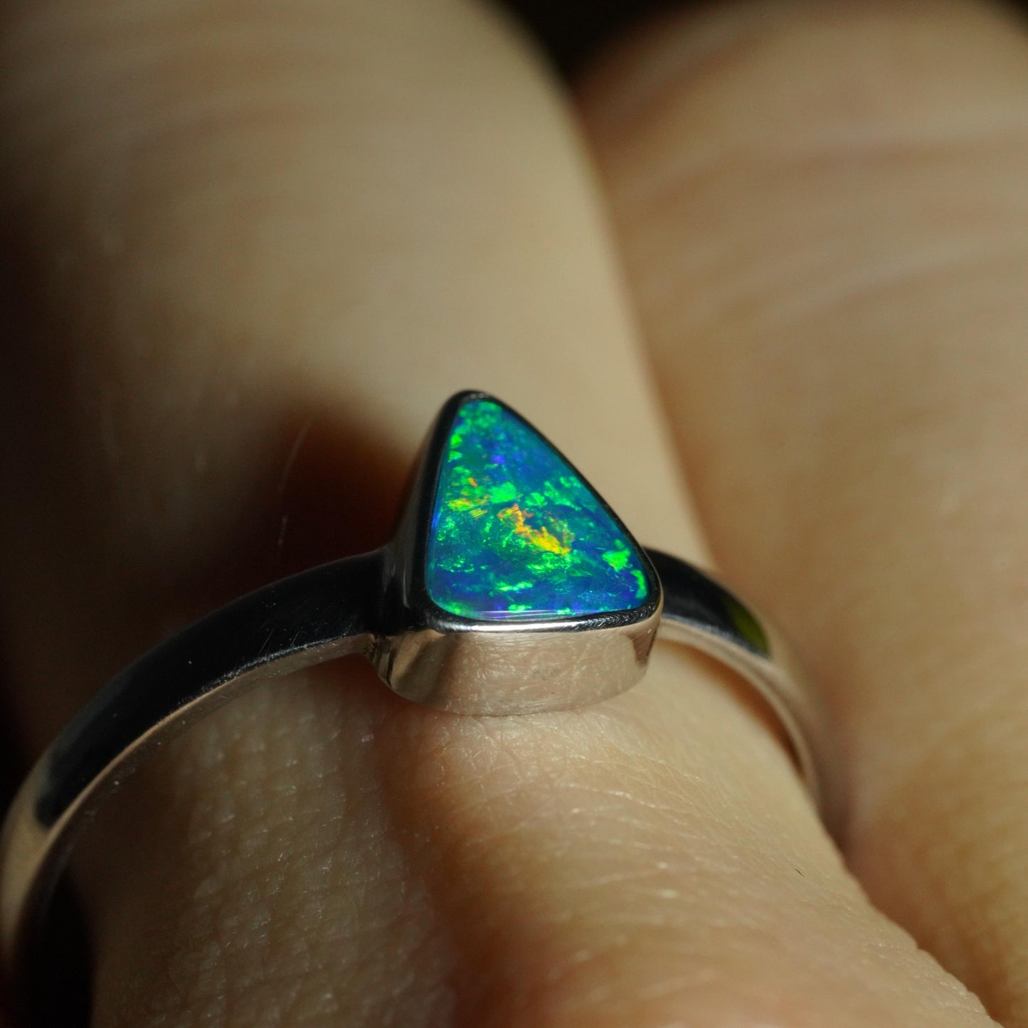Australian Opal Doublet Ring | Sterling Silver | Size 8