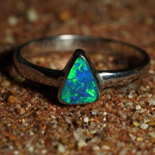 Australian Opal Doublet Ring | Sterling Silver | Size 8