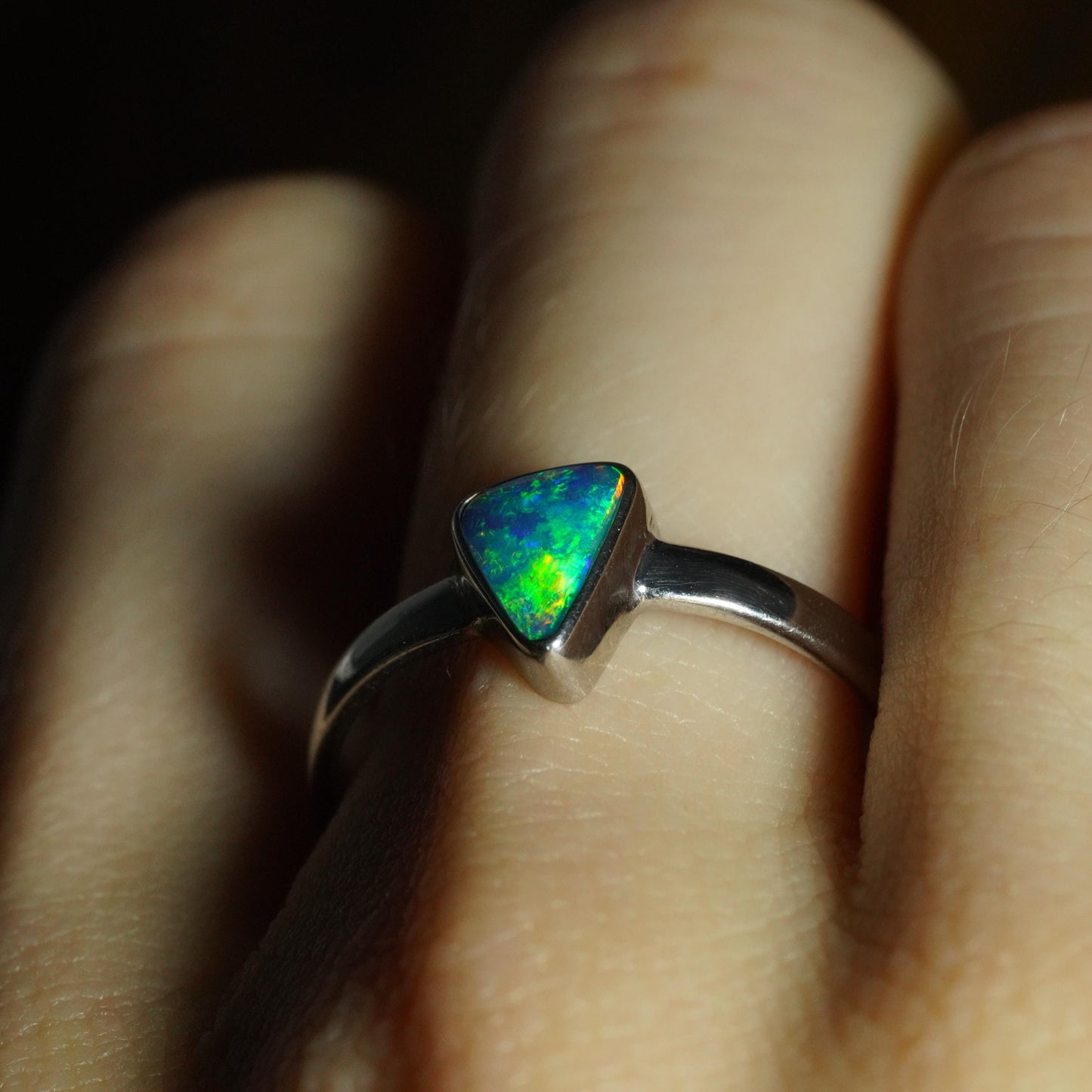 Australian Opal Doublet Ring | Sterling Silver | Size 8