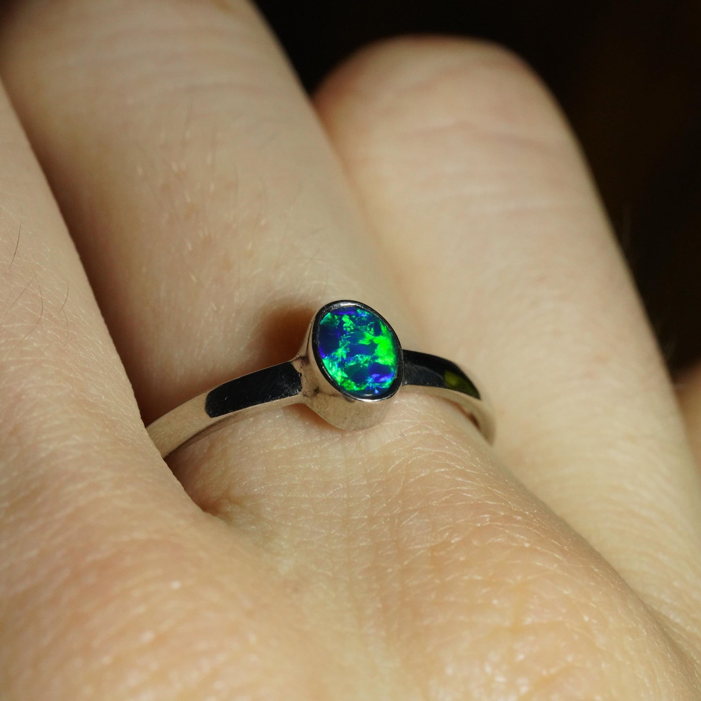 Australian Opal Doublet Ring | Sterling Silver | Size 8