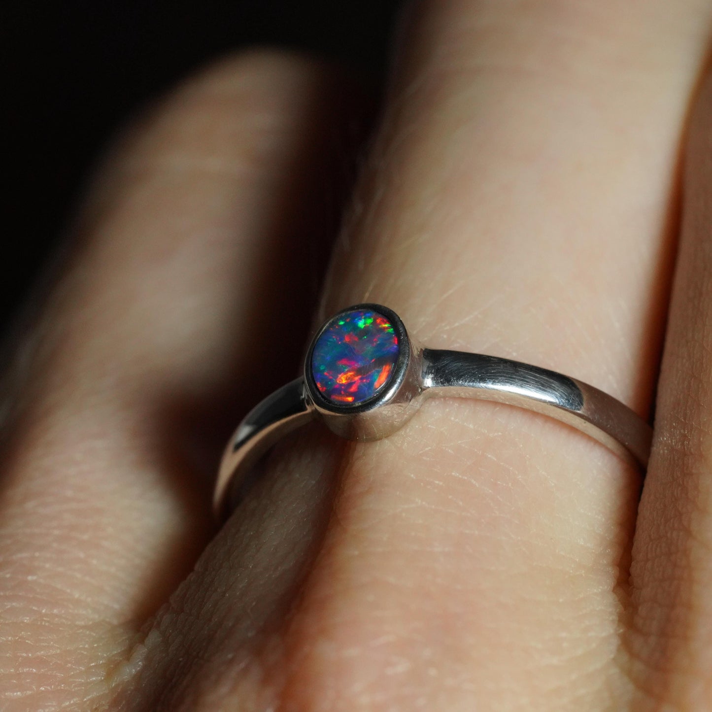Australian Opal Doublet Ring | Sterling Silver | Size 8