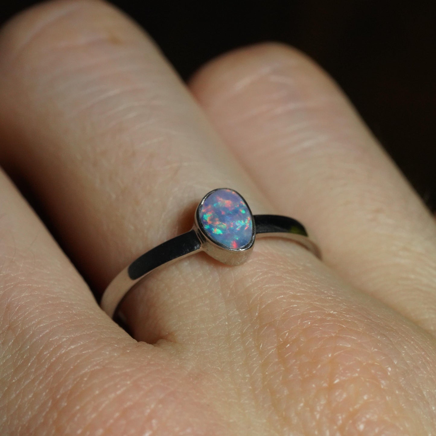 Australian Opal Doublet Ring | Sterling Silver | Size 8