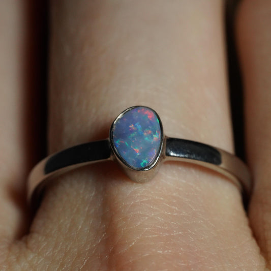 Australian Opal Doublet Ring | Sterling Silver | Size 8