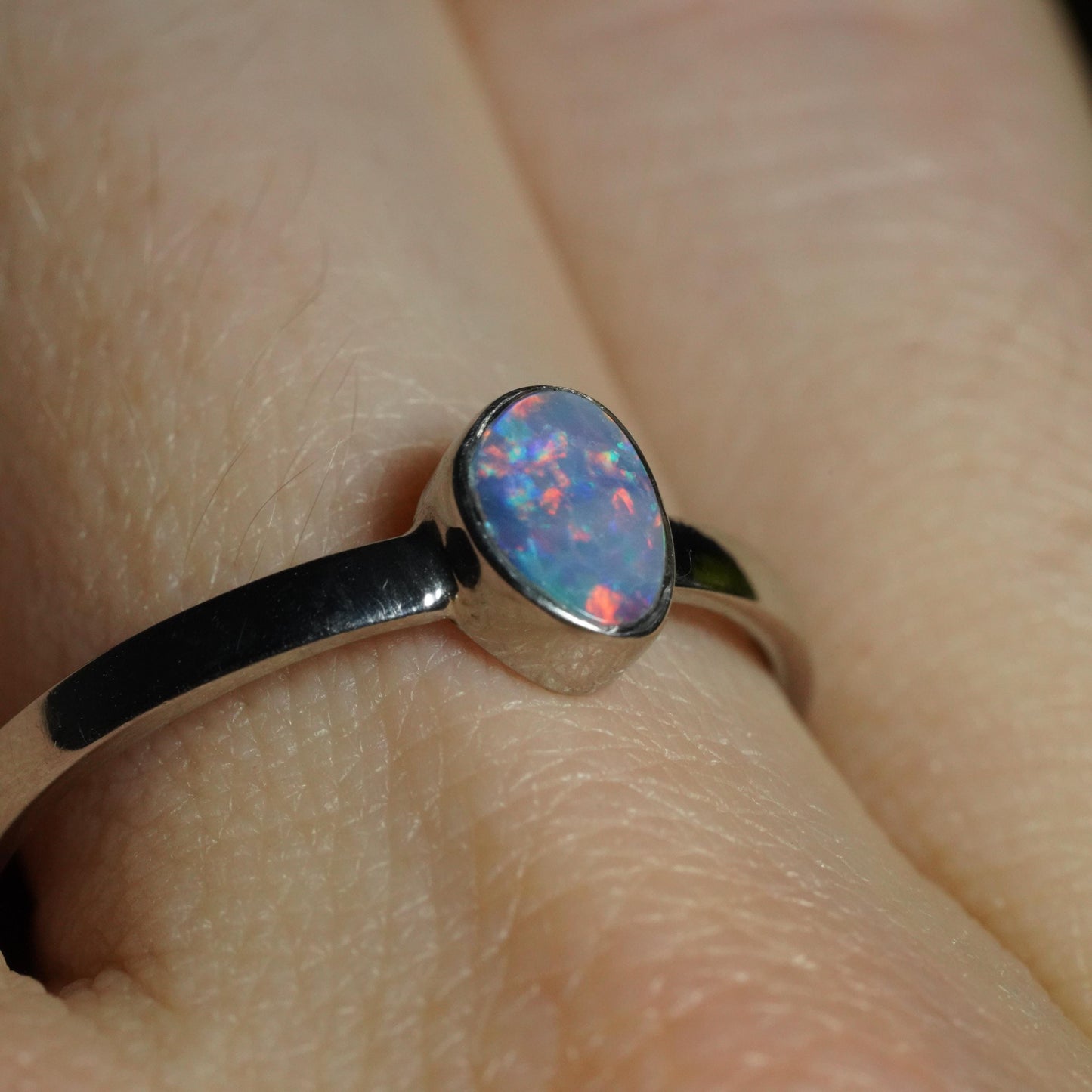 Australian Opal Doublet Ring | Sterling Silver | Size 8