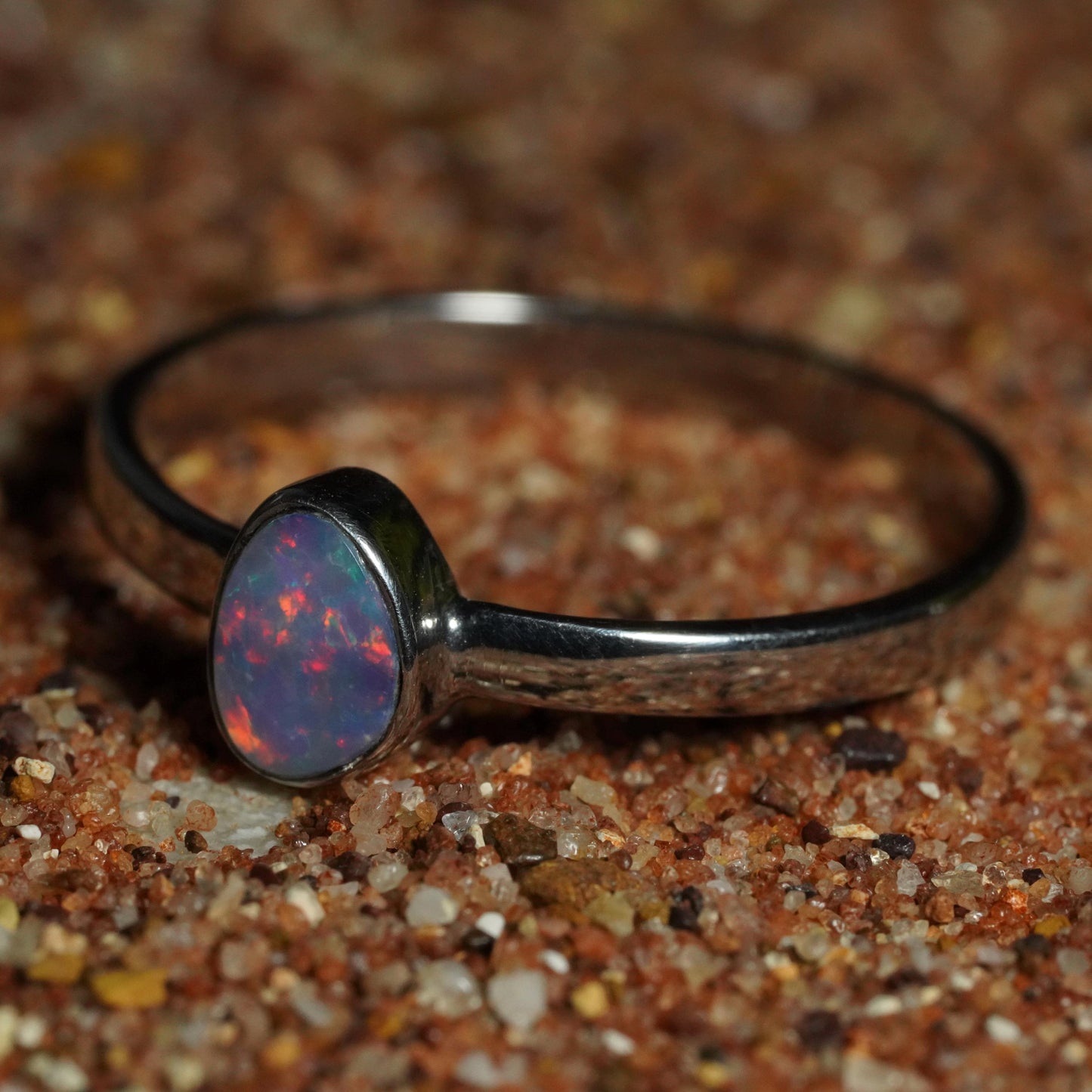 Australian Opal Doublet Ring | Sterling Silver | Size 8