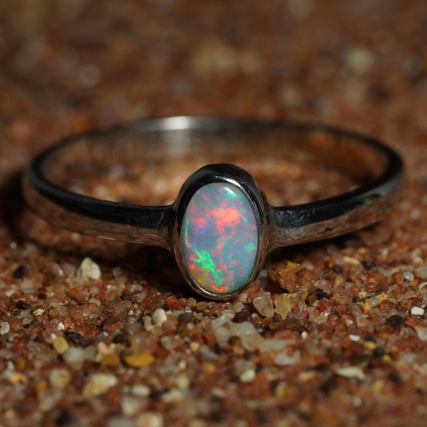 Australian Opal Ring | Sterling Silver | Size 8
