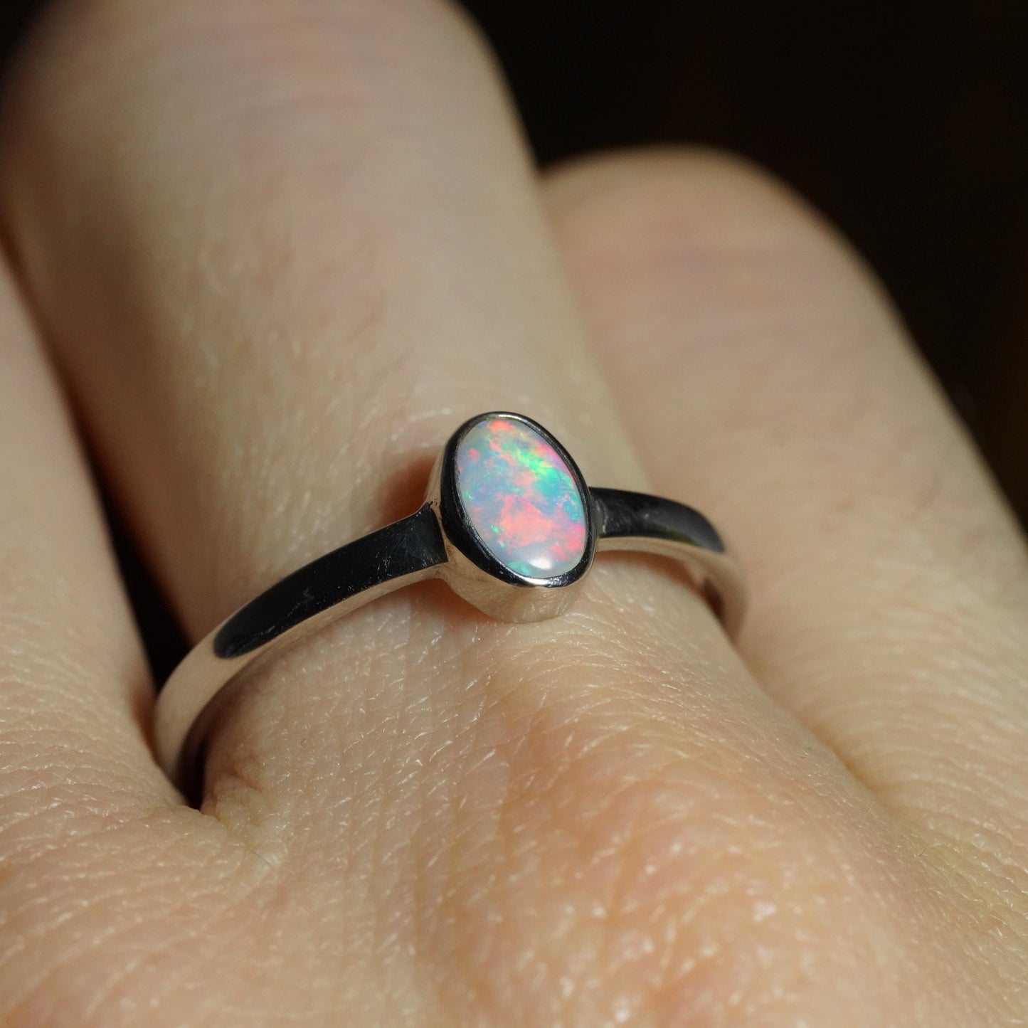 Australian Opal Ring | Sterling Silver | Size 8