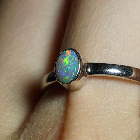 Australian Opal Ring | Sterling Silver | Size 8