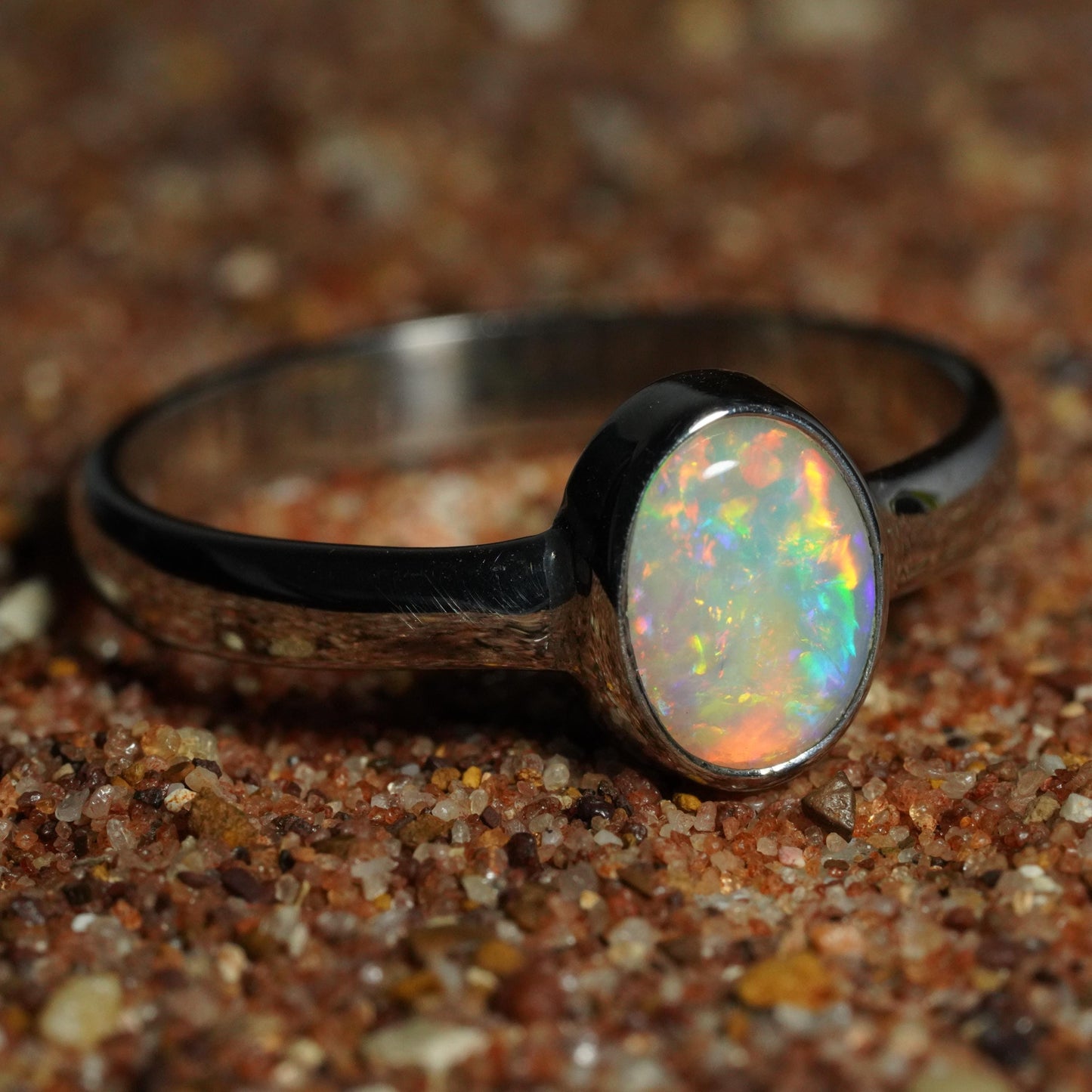 Australian Opal Ring | Sterling Silver | Size 8