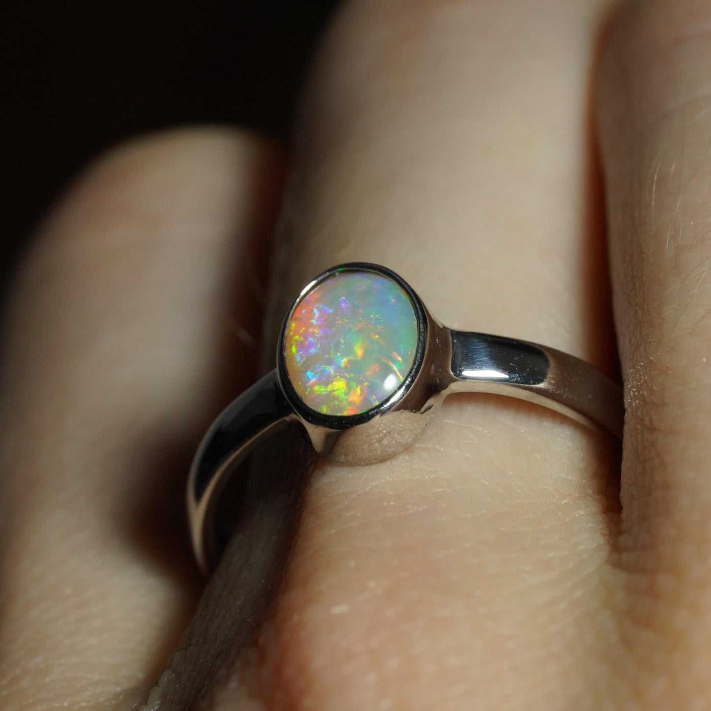 Australian Opal Ring | Sterling Silver | Size 8