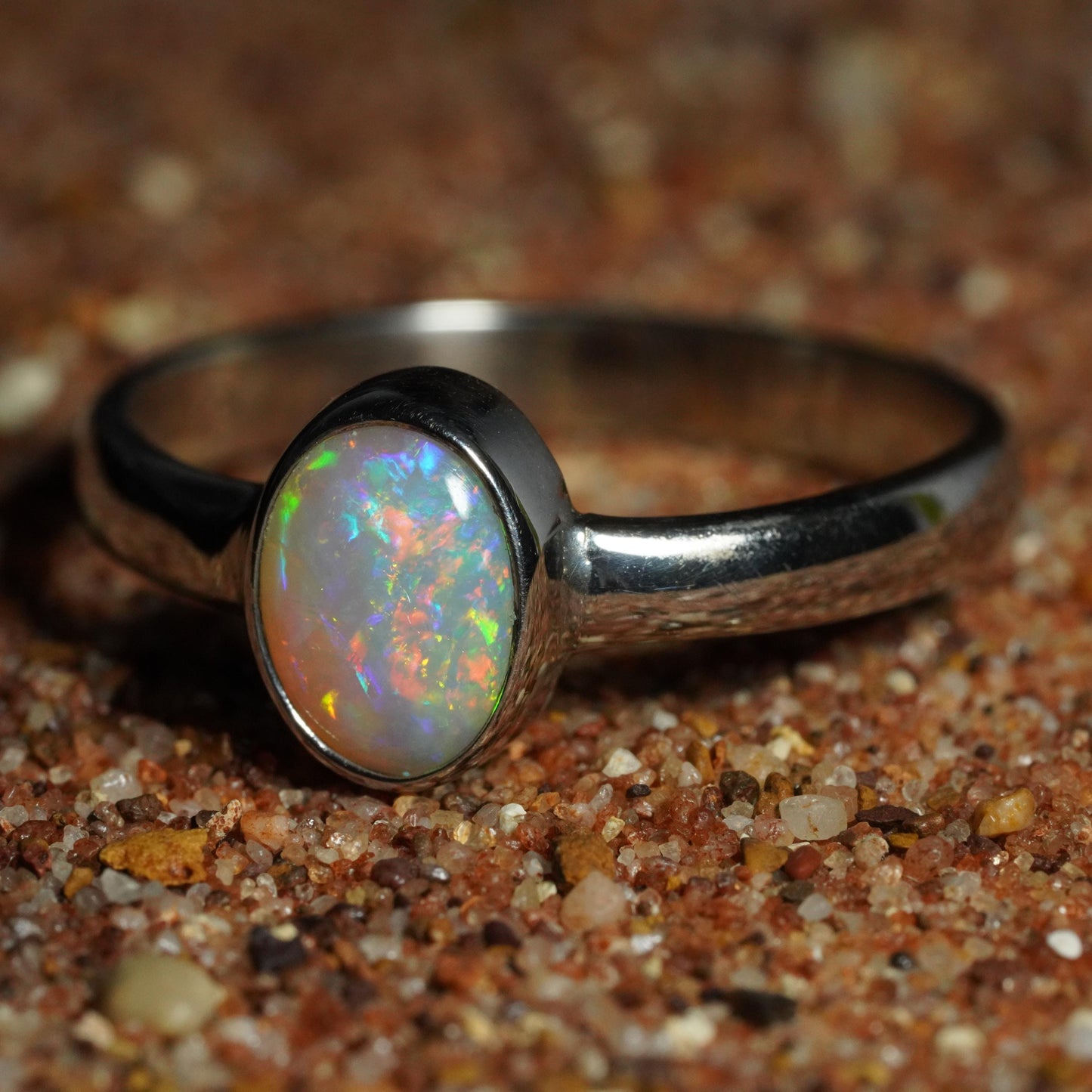 Australian Opal Ring | Sterling Silver | Size 8