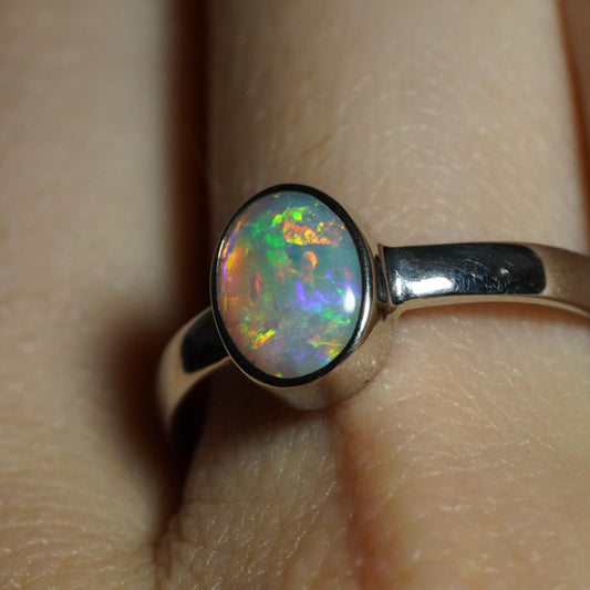 Australian Opal Ring | Sterling Silver | Size 8