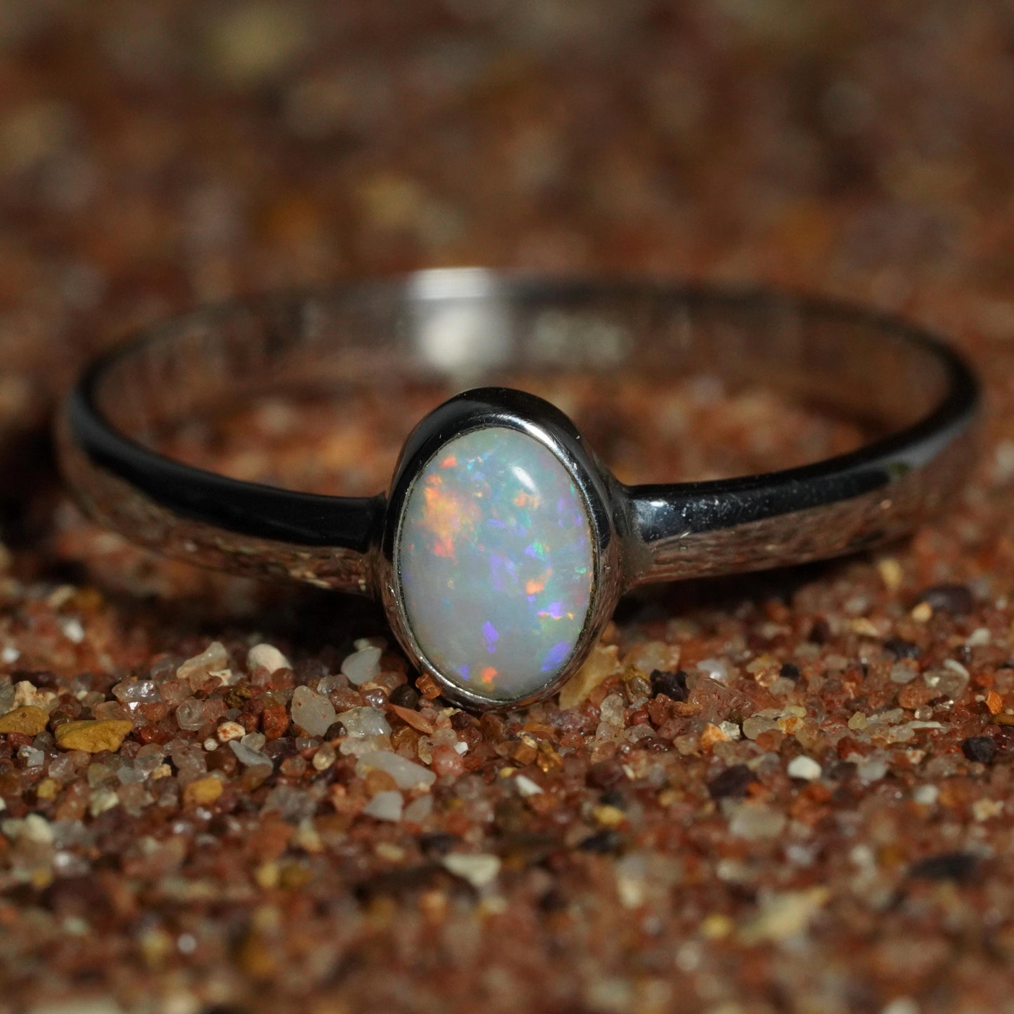 Australian Opal Ring | Sterling Silver | Size 8