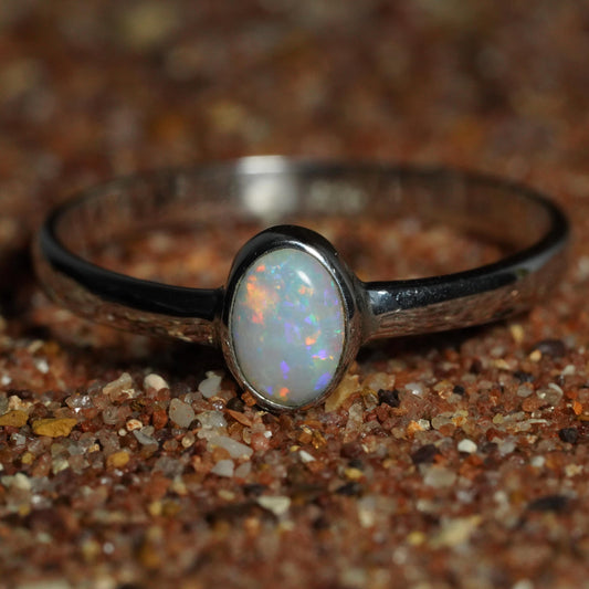 Australian Opal Ring | Sterling Silver | Size 8