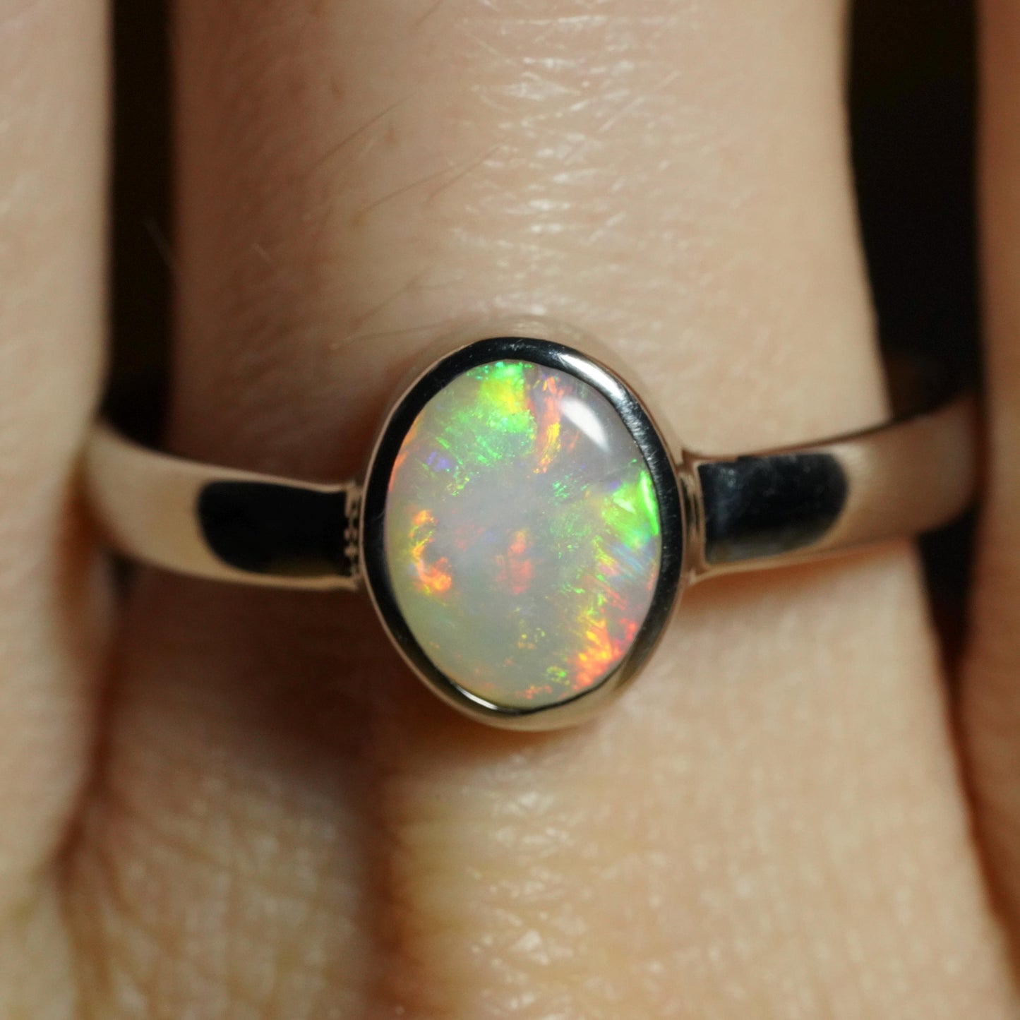Australian Opal Ring | Sterling Silver | Size 8