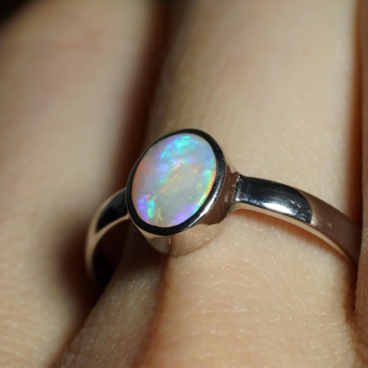 Australian Opal Ring | Sterling Silver | Size 8
