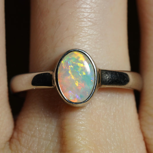 Australian Opal Ring | Sterling Silver | Size 8