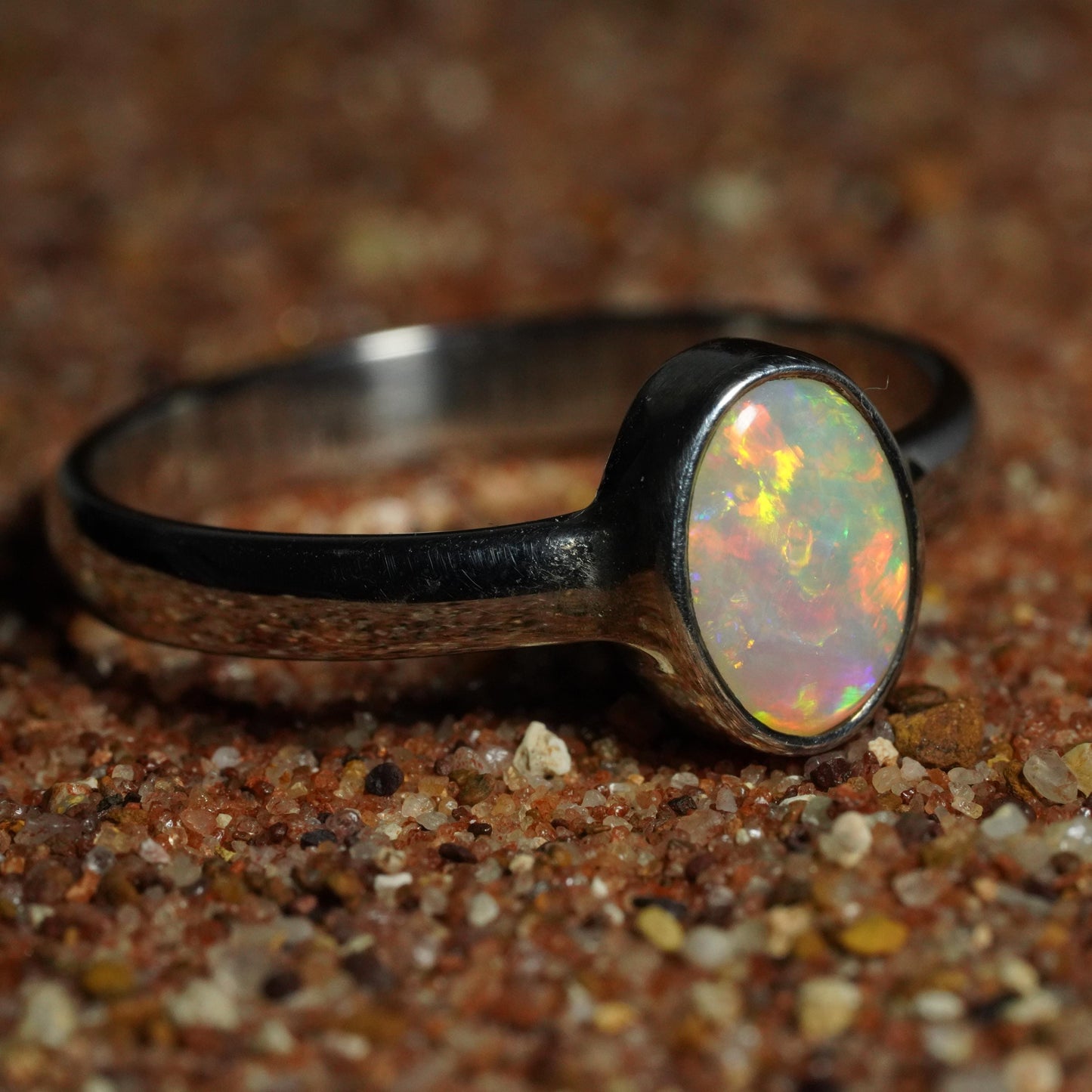 Australian Opal Ring | Sterling Silver | Size 8