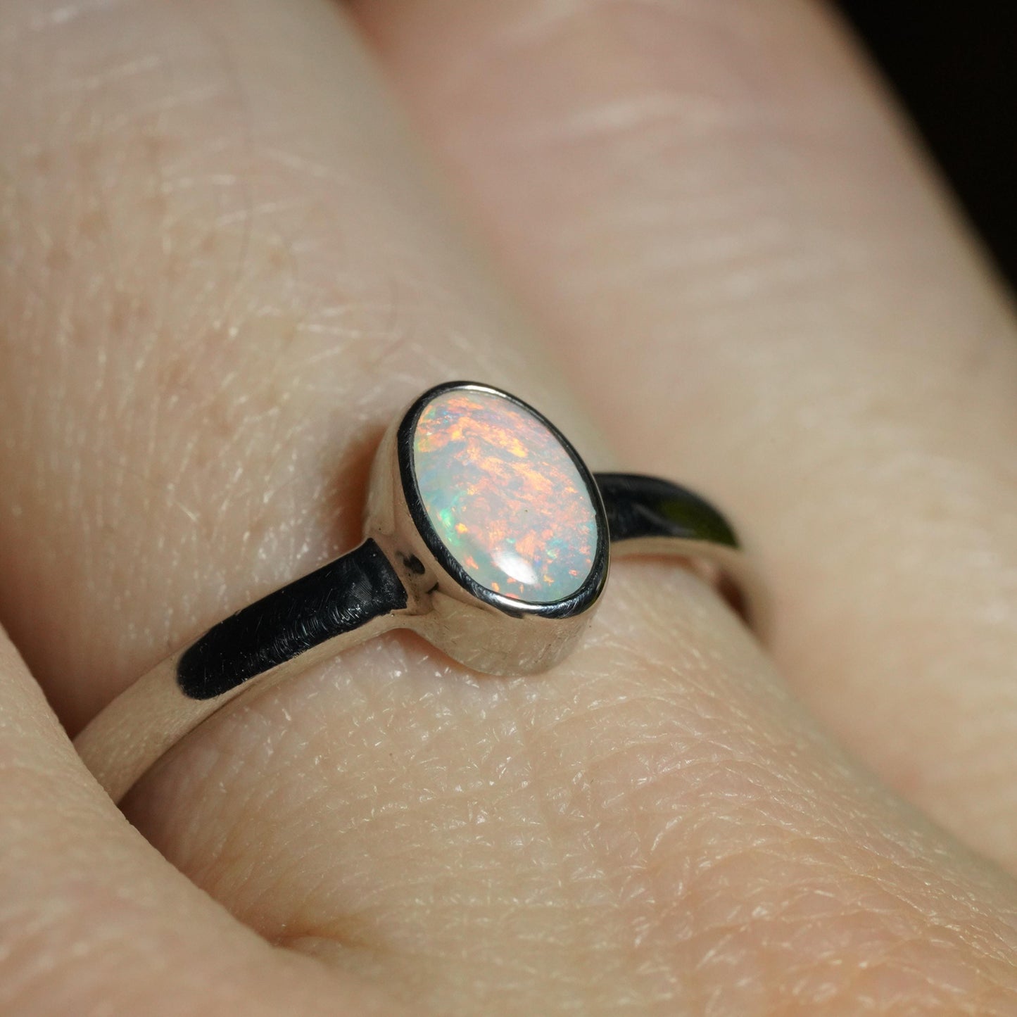 Australian Opal Ring | Sterling Silver | Size 7