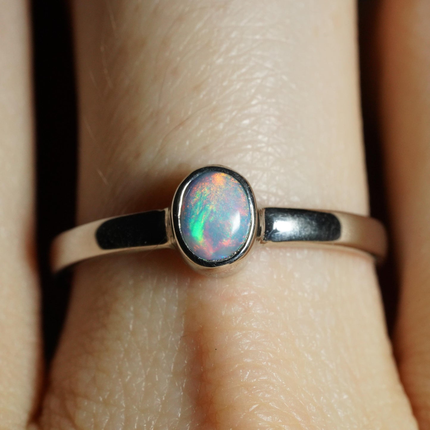 Australian Opal Ring | Sterling Silver | Size 6